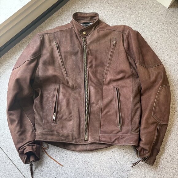 Vintage Walter Dyer Brown Leather Jacket Mens 36 Biker Motorcycle Riding USA - Picture 1 of 16